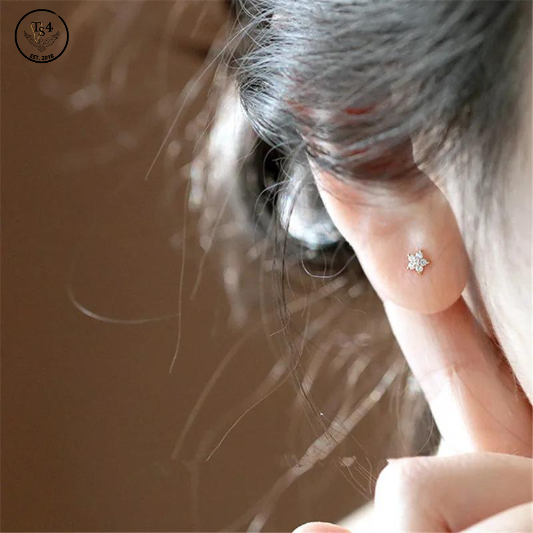 Flower Stud Earrings Silver