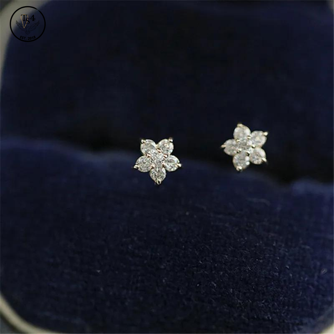 Flower Stud Earrings Silver