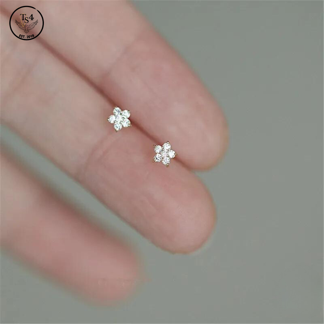 Flower Stud Earrings Silver