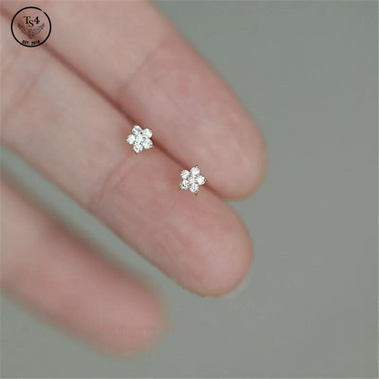 Flower Stud Earrings Silver