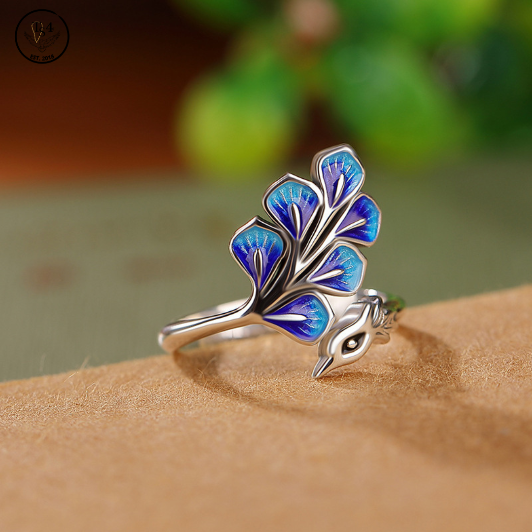 Silver Blue Peacock Ring