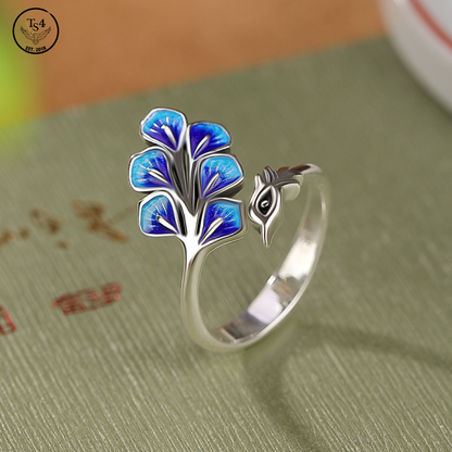 Silver Blue Peacock Ring