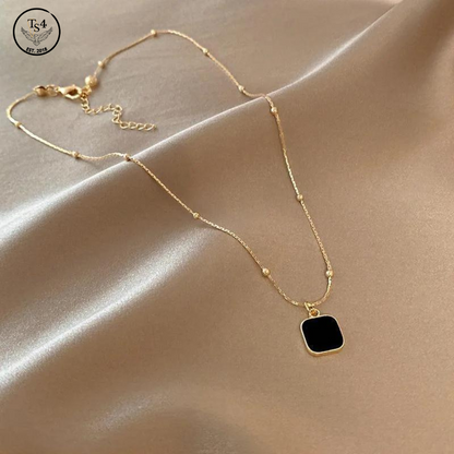 Black Square Necklace One Size