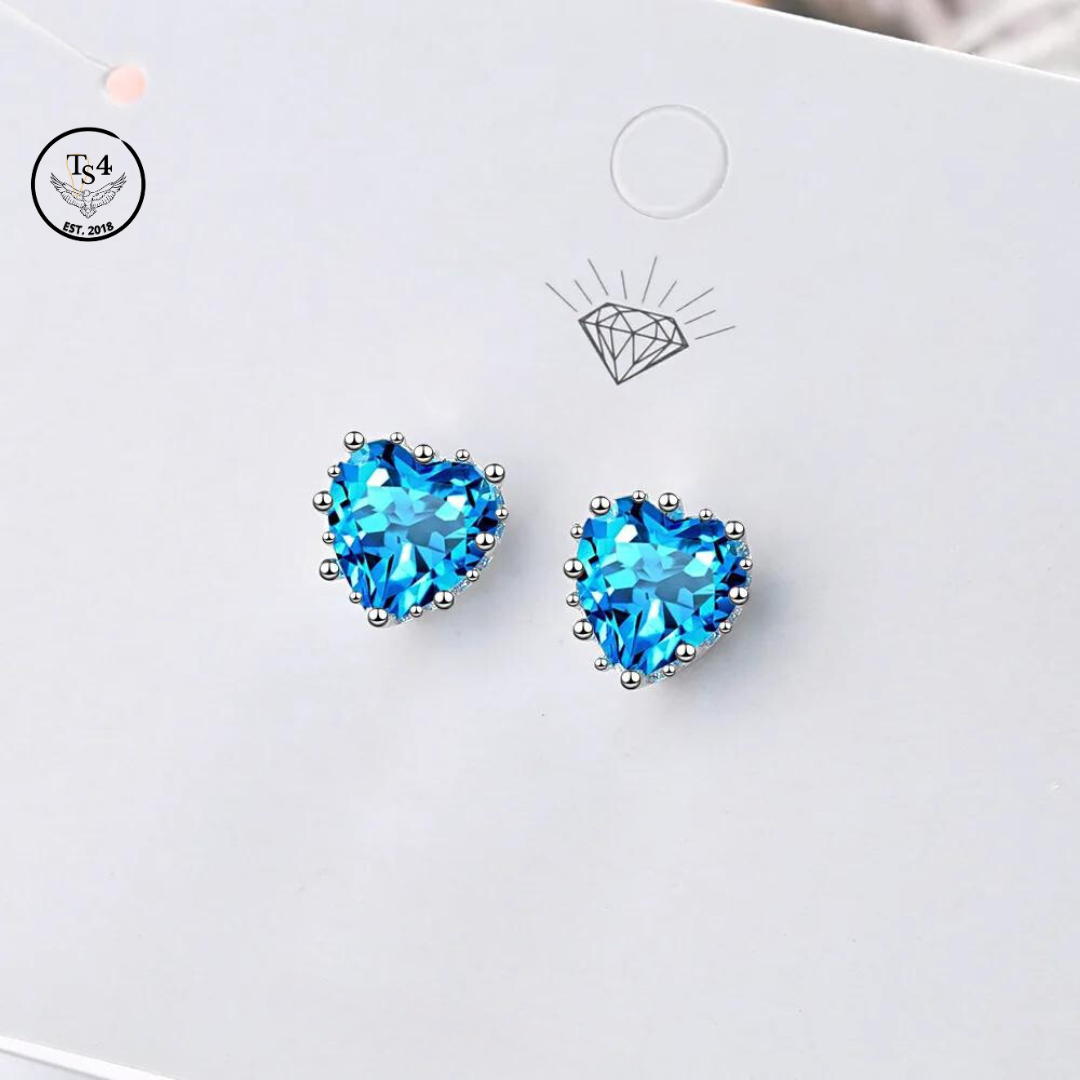 Crystal Blue Stud Earrings