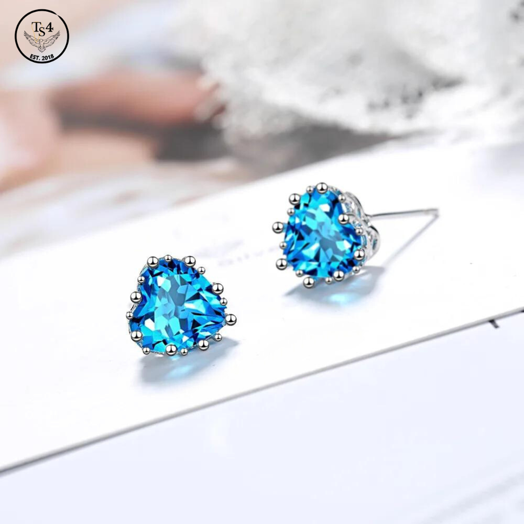 Crystal Blue Stud Earrings