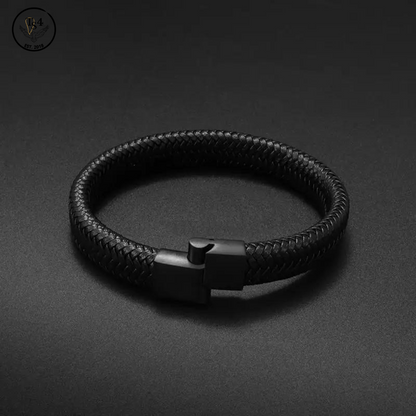 Classic Black Leather Bracelet