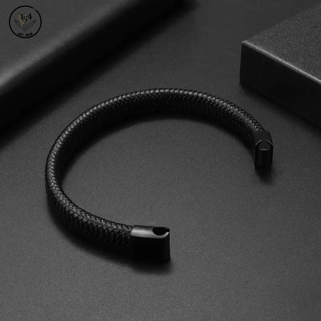 Classic Black Leather Bracelet