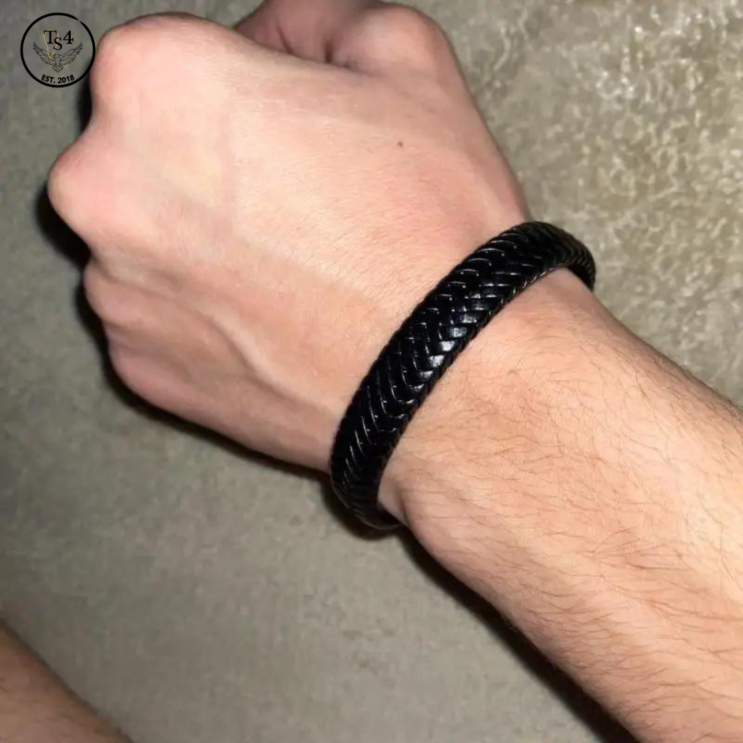 Classic Black Leather Bracelet