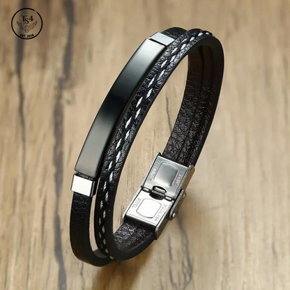 Leather Weave Bracelet Men Adjustable