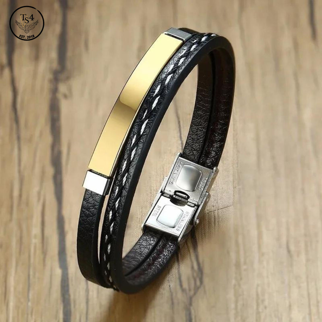 Leather Weave Bracelet Men Adjustable