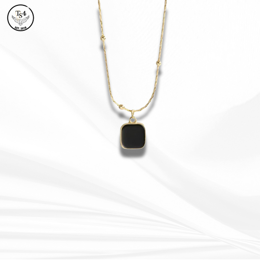 Black Square Necklace One Size