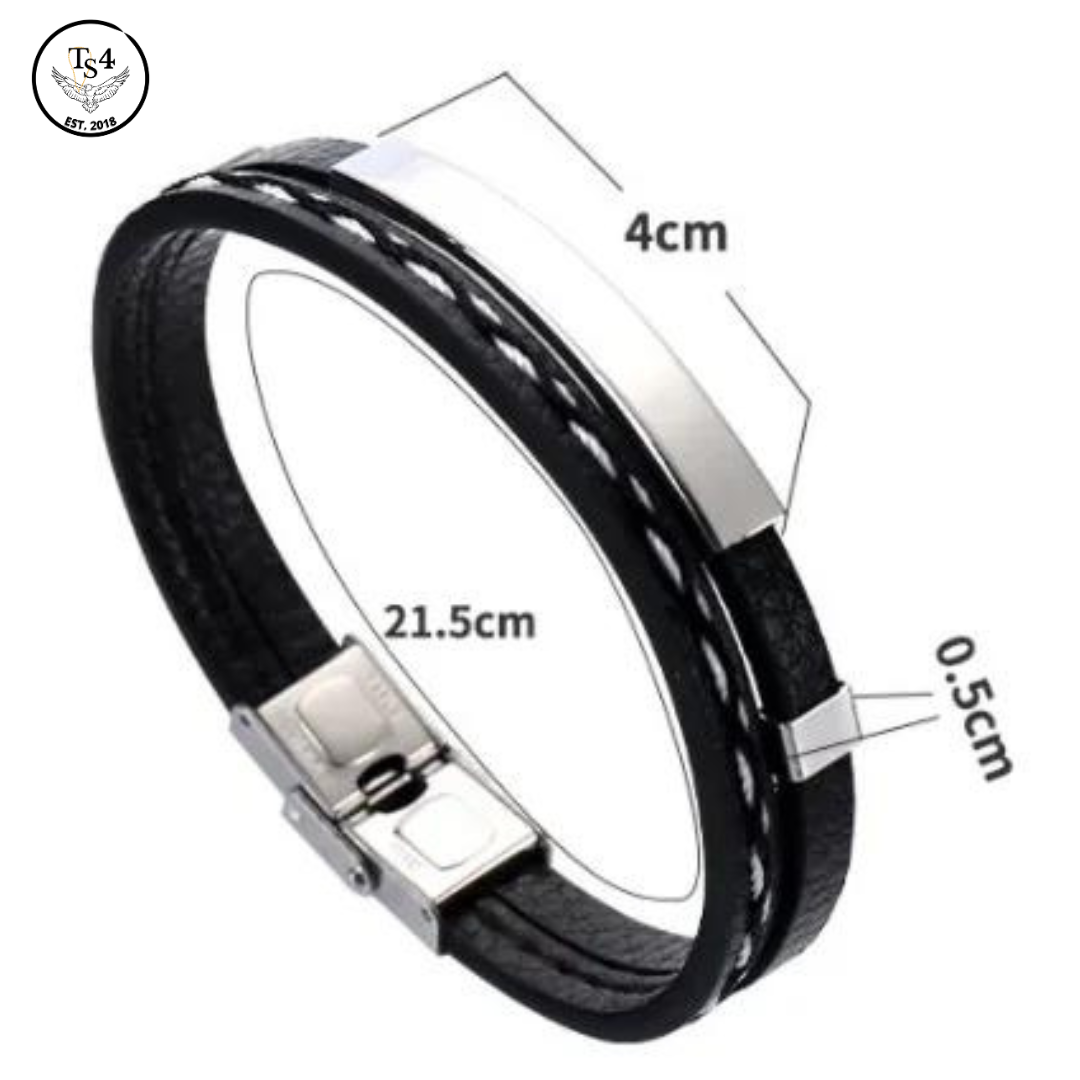 Leather Weave Bracelet Men Adjustable