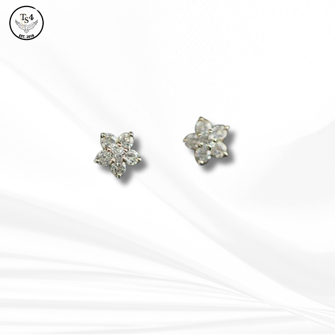 Flower Stud Earrings Silver