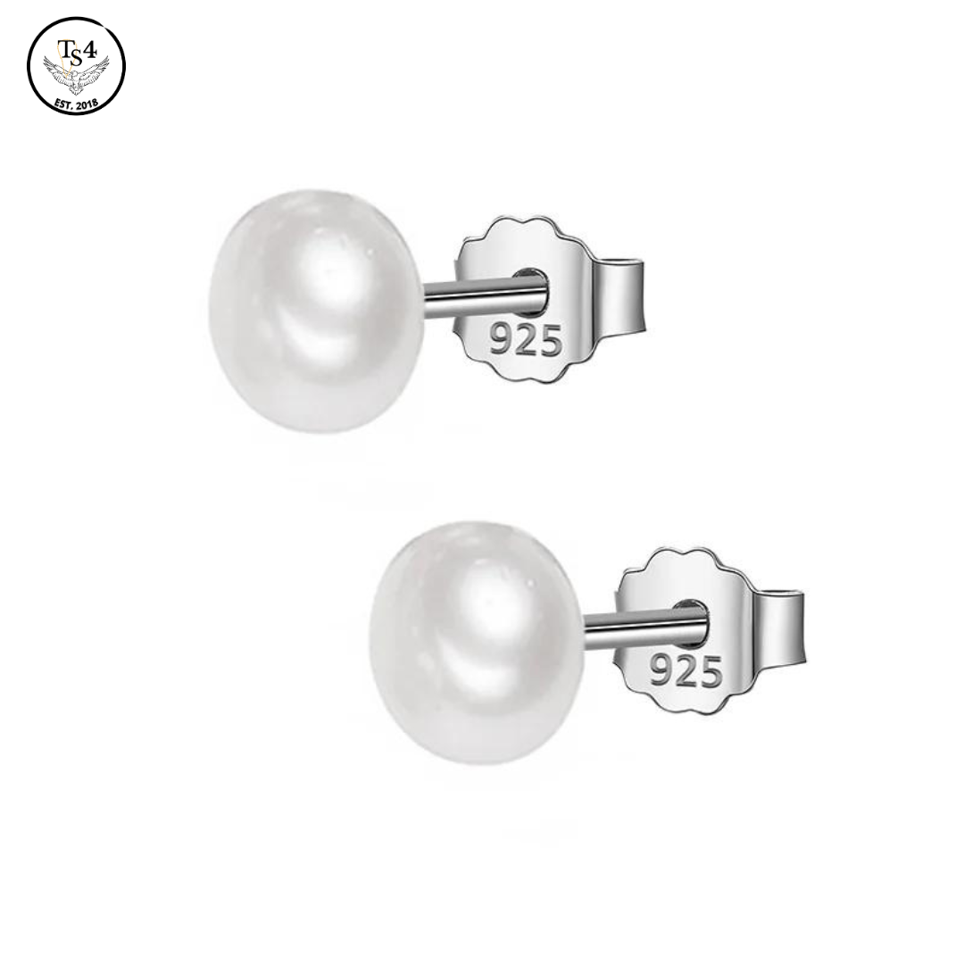 Pearl Stud Earrings White